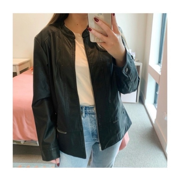 Black Faux Leather Moto Jacket - Picture 2 of 4